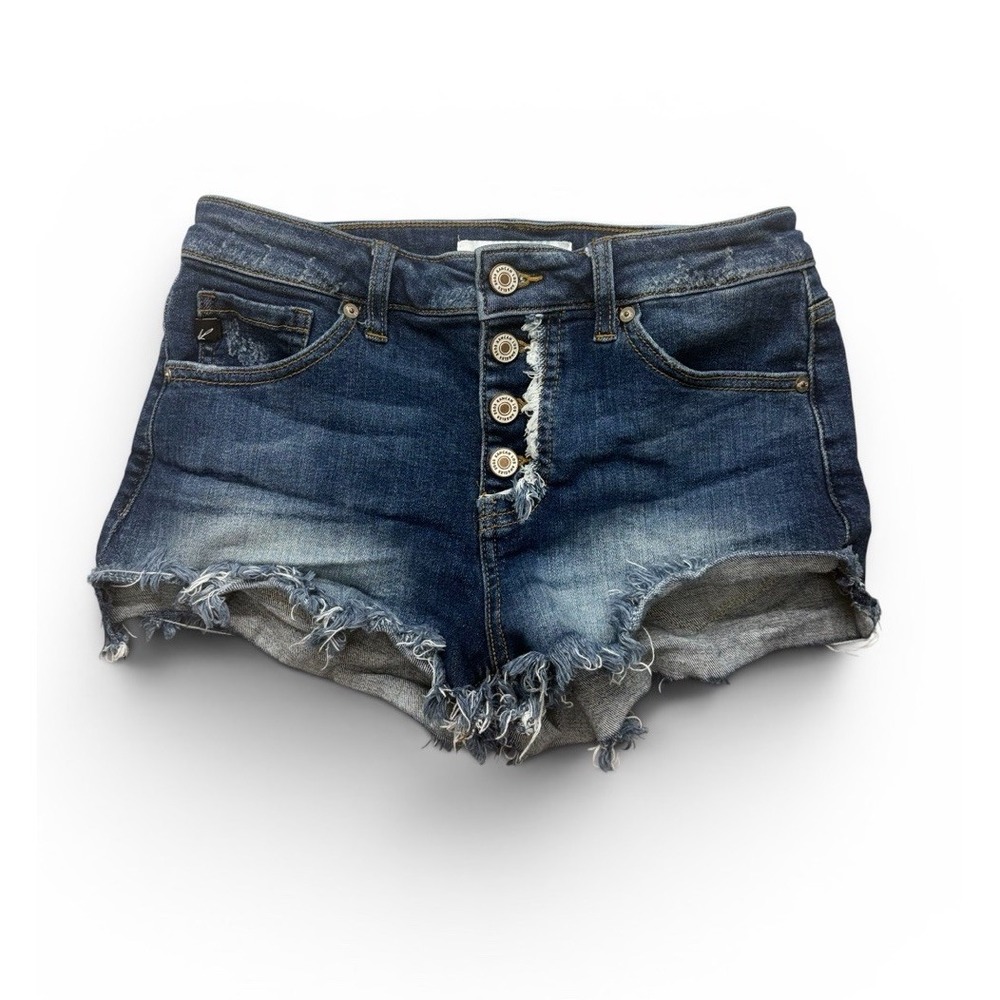 Kancan Womens Shorts Medium Denim Button Fly Raw Hem Style KC8576D Stretch
